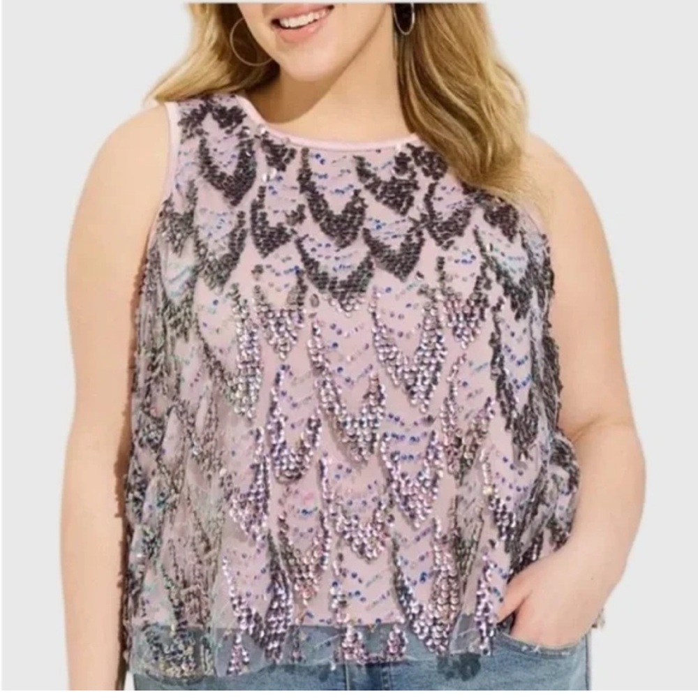Torrid Purple Sequin Shell Crop Top Plus Size 2